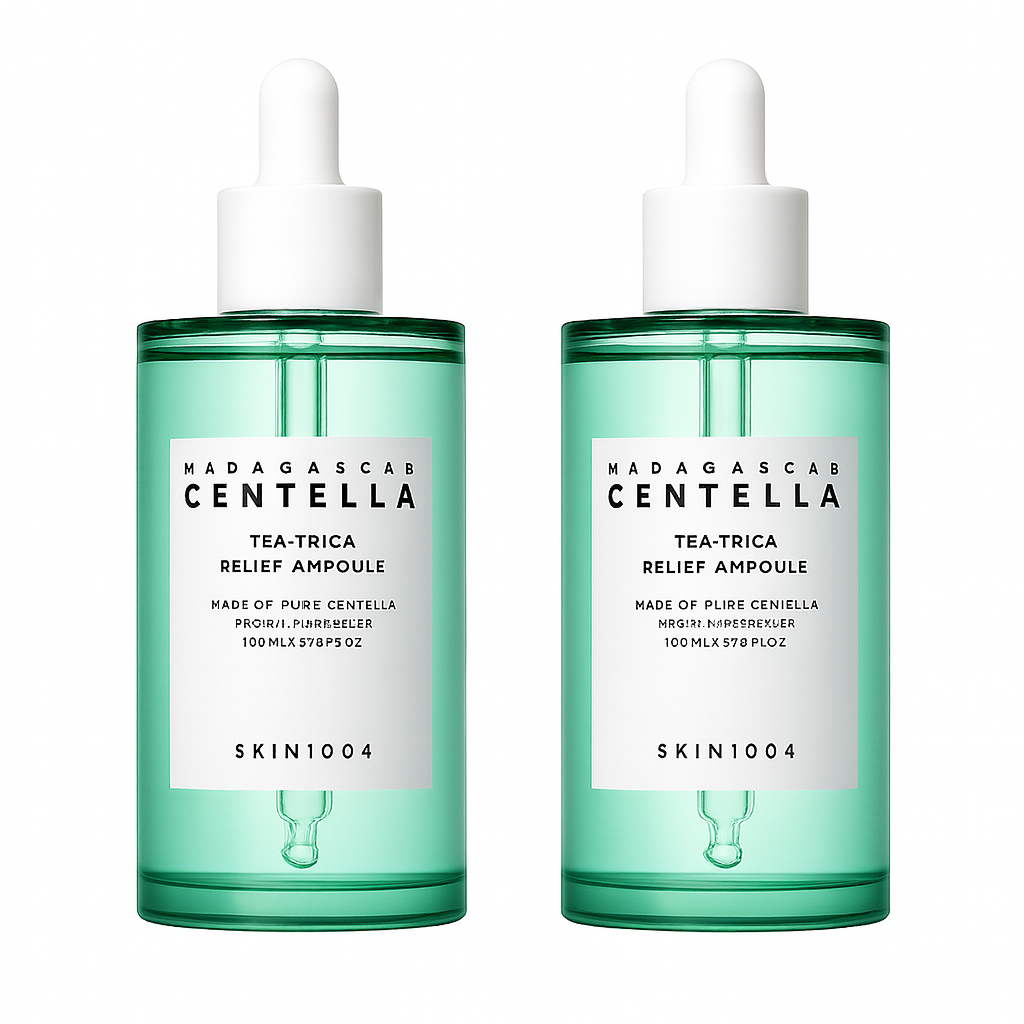 Soothing ampoule with Centella and Tea Tree that calms acne-prone skin, balances oil, and reduces redness for a clear, refreshed complexion.