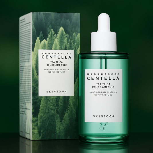 Soothing ampoule with Centella and Tea Tree that calms acne-prone skin, balances oil, and reduces redness for a clear, refreshed complexion.