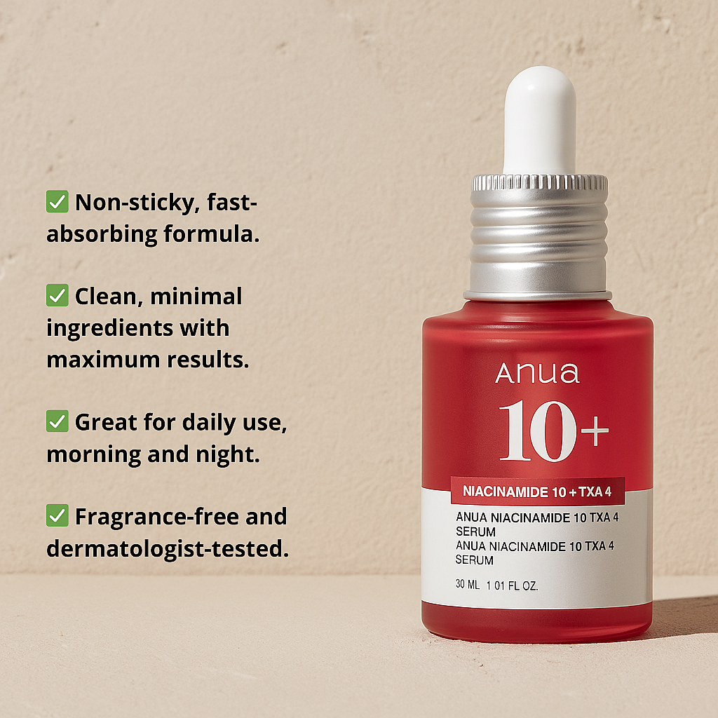 Brightening serum with Niacinamide and TXA4 that reduces dark spots, evens skin tone, and strengthens the skin barrier for clear, radiant, and smooth skin.