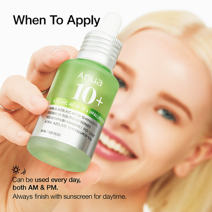 Azelaic acid serum that soothes redness, hydrates deeply, and refines skin texture for smoother, brighter, and balanced skin, ideal for sensitive complexions.
