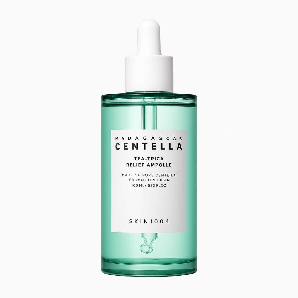 Soothing ampoule with Centella and Tea Tree that calms acne-prone skin, balances oil, and reduces redness for a clear, refreshed complexion.