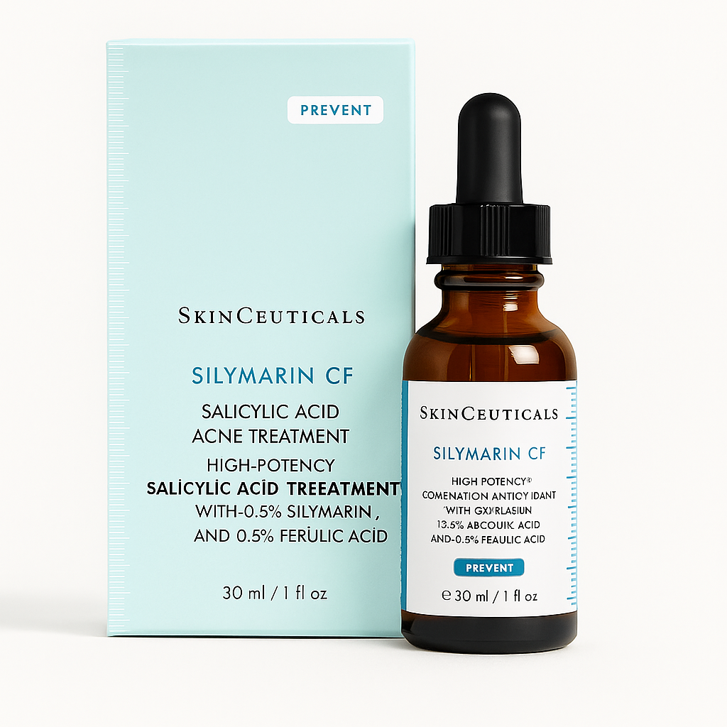 Oil-free antioxidant serum with silymarin, salicylic acid, and vitamin C that controls oil, refines pores, and prevents acne and aging signs.