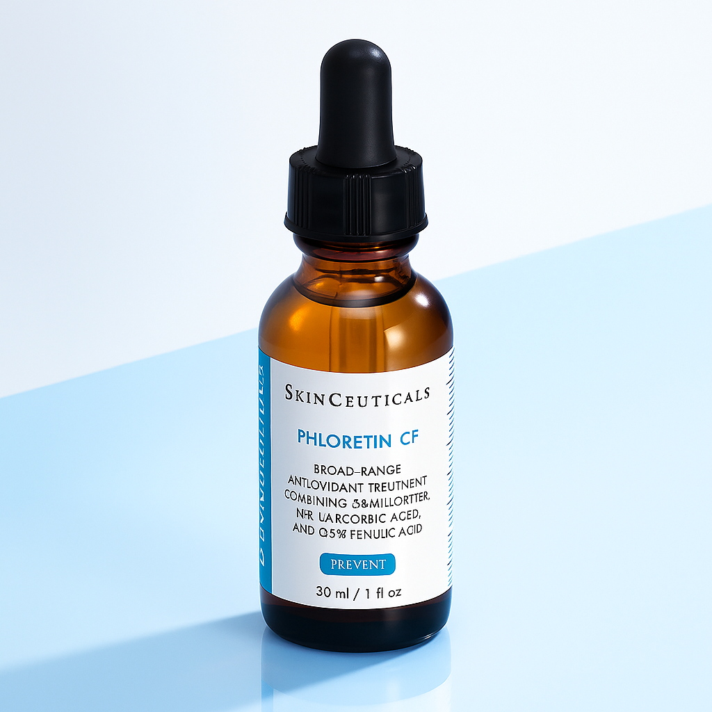 Antioxidant serum with Phloretin, Vitamin C, and Ferulic Acid that protects against UV damage, brightens skin, and improves firmness and tone.