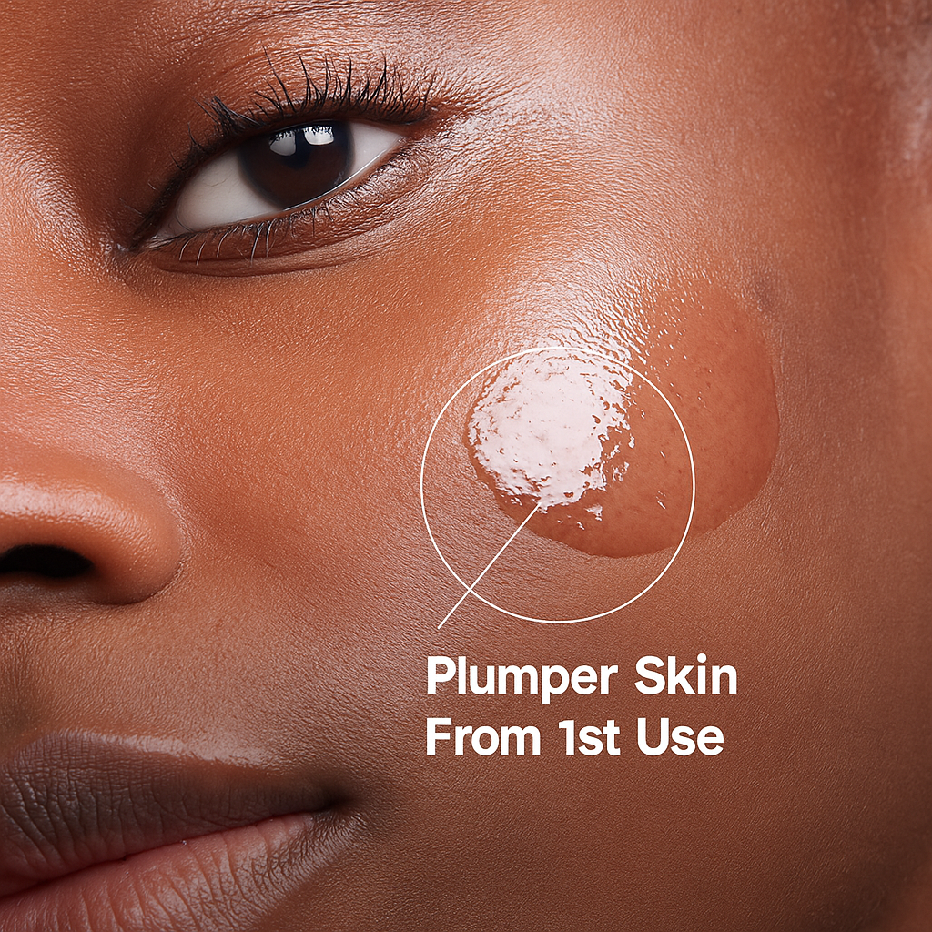 Hydrating and firming serum with hyaluronic acid, Proxylane, and botanical extracts that plumps, smooths, and restores skin elasticity.