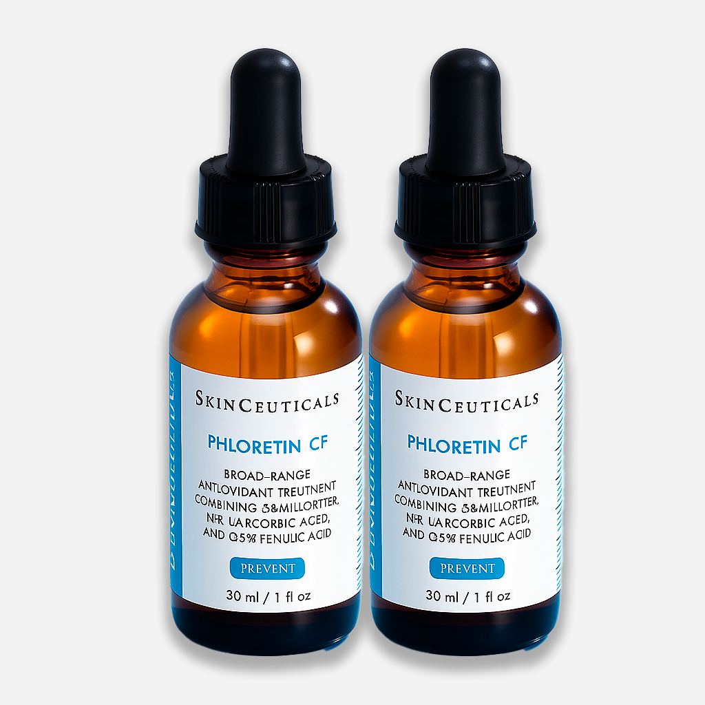 Antioxidant serum with Phloretin, Vitamin C, and Ferulic Acid that protects against UV damage, brightens skin, and improves firmness and tone.