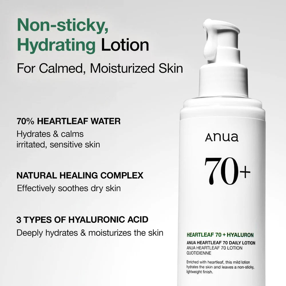 Lightweight daily moisturizer with 70% Heartleaf extract that hydrates, soothes, and strengthens sensitive skin while restoring balance and smoothness.