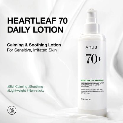 Lightweight daily moisturizer with 70% Heartleaf extract that hydrates, soothes, and strengthens sensitive skin while restoring balance and smoothness.