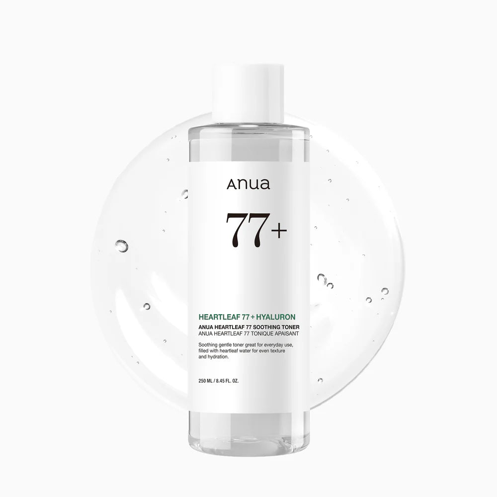 Soothing toner with 77% Heartleaf extract and Hyaluronic Acid that calms redness, hydrates deeply, and balances the skin for daily use.