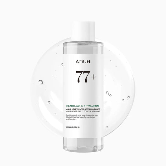 Soothing toner with 77% Heartleaf extract and Hyaluronic Acid that calms redness, hydrates deeply, and balances the skin for daily use.