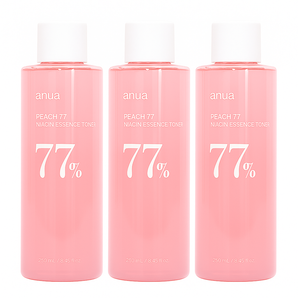 Brightening toner with 77% peach extract and niacinamide that hydrates, smooths, and refines the skin for a soft, radiant, and balanced complexion.