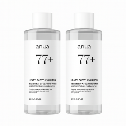 Soothing toner with 77% Heartleaf extract and Hyaluronic Acid that calms redness, hydrates deeply, and balances the skin for daily use.