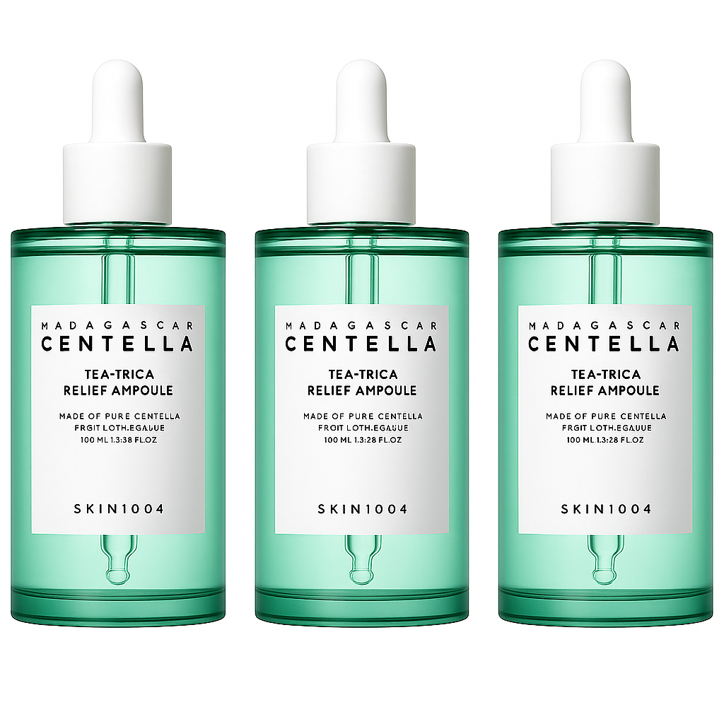 Soothing ampoule with Centella and Tea Tree that calms acne-prone skin, balances oil, and reduces redness for a clear, refreshed complexion.