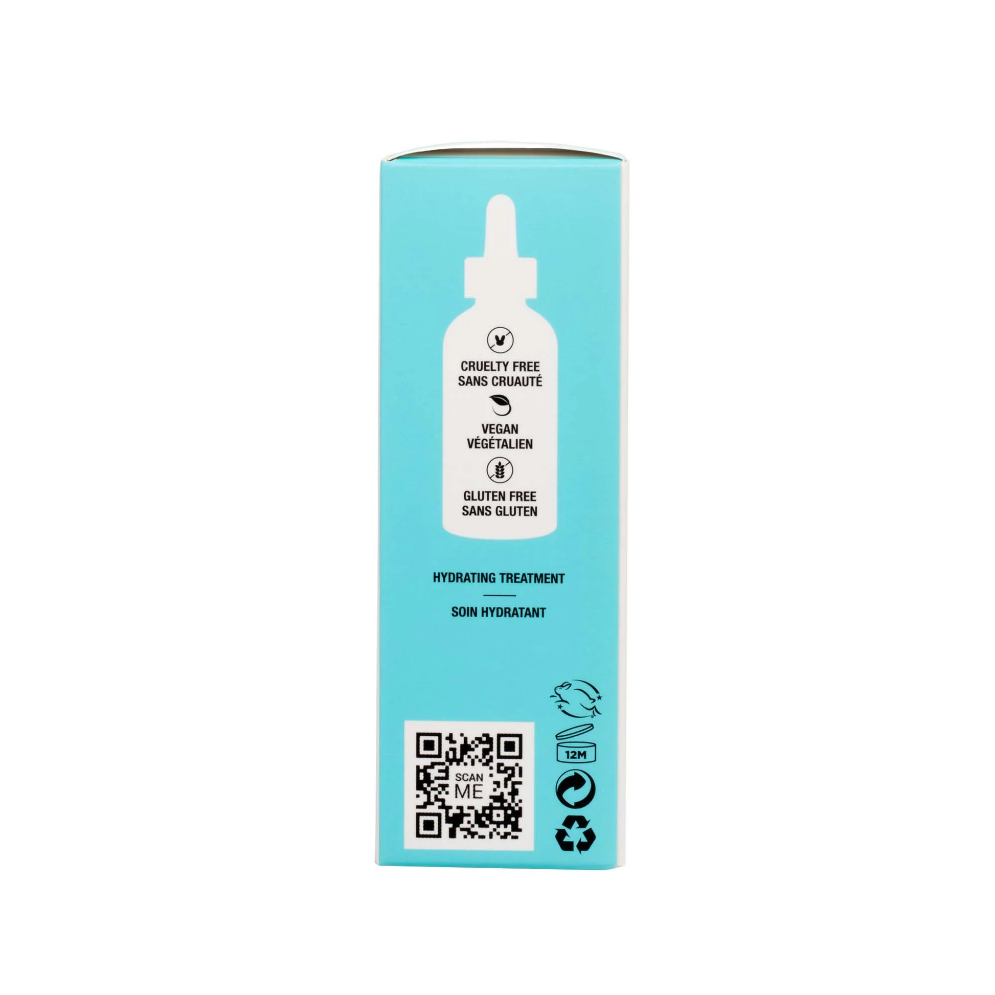 Amber glass bottle of my iN.gredients 100% Natural Squalane Formula 30ml with white dropper and turquoise label on rippling water background, highlighting a lightweight vegan oil that seals in moisture and soothes dry, red skin.