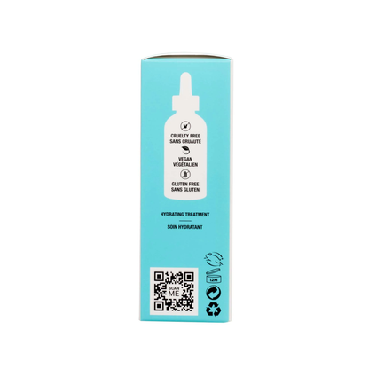 Amber glass bottle of my iN.gredients 100% Natural Squalane Formula 30ml with white dropper and turquoise label on rippling water background, highlighting a lightweight vegan oil that seals in moisture and soothes dry, red skin.